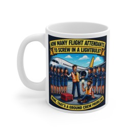Mug 11oz - Ilustracion retro moderna de tripulacion aerea y personal de rampa; humor para fanaticos del vuelo, regalo...