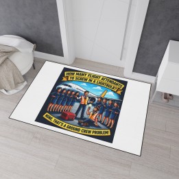Heavy Duty Floor Mat - Retro-Modern Aviation Ground Crew Cartoon with Non-Slip 100% Polyester - mockup