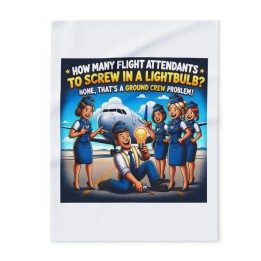 Arctic Fleece Blanket - Retro Cartoon Ground Crew & Flight Attendant Aviation Humor Blanket for Home & Travel - mockup
