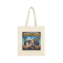 Cotton Canvas Tote Bag - Ilustracion estilo cartoon retro de alto impacto para tripulacion aerea y humor aeroportuari...