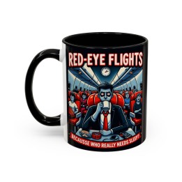 Accent Coffee Mug Retro Night Flight Cartoon 11 oz 15 oz C-handle Glossy Ceramic for Sleepy Travelers - mockup