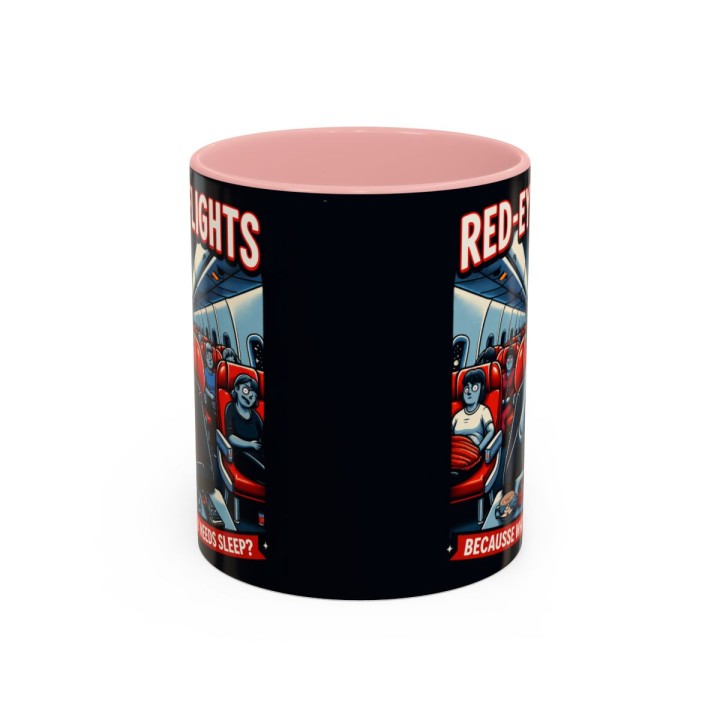 Accent Coffee Mug Retro Night Flight Cartoon 11 oz 15 oz C-handle Glossy Ceramic for Sleepy Travelers - mockup