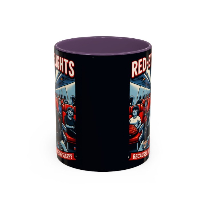 Accent Coffee Mug Retro Night Flight Cartoon 11 oz 15 oz C-handle Glossy Ceramic for Sleepy Travelers - mockup