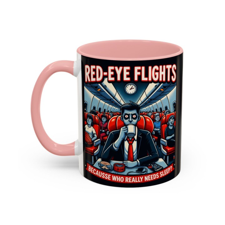 Accent Coffee Mug Retro Night Flight Cartoon 11 oz 15 oz C-handle Glossy Ceramic for Sleepy Travelers - mockup