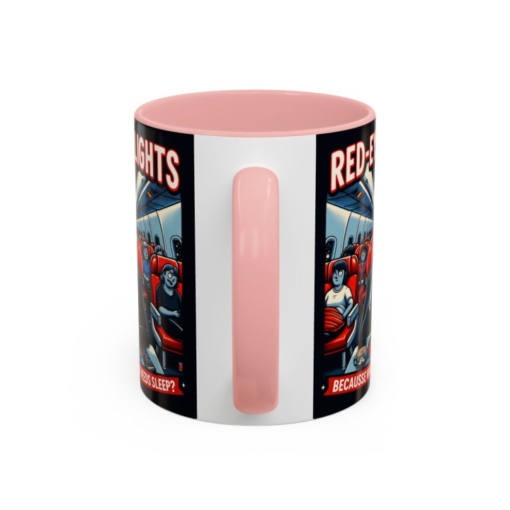 Accent Coffee Mug Retro Night Flight Cartoon 11 oz 15 oz C-handle Glossy Ceramic for Sleepy Travelers - mockup