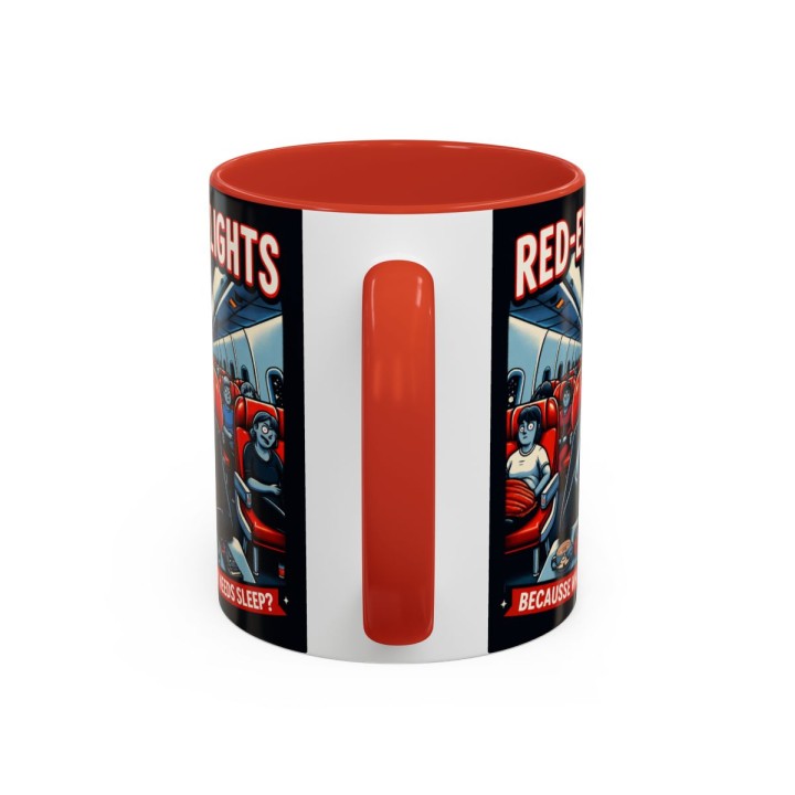 Accent Coffee Mug Retro Night Flight Cartoon 11 oz 15 oz C-handle Glossy Ceramic for Sleepy Travelers - mockup