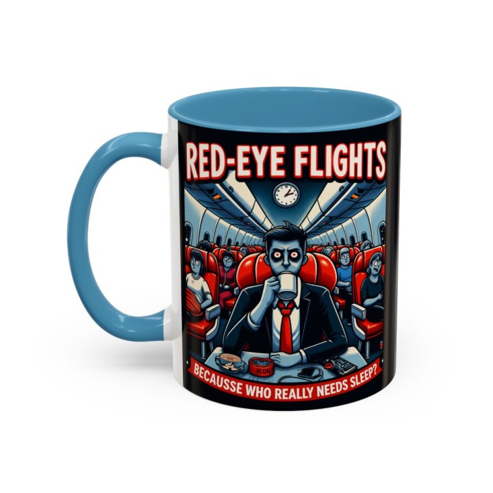 Accent Coffee Mug Retro Night Flight Cartoon 11 oz 15 oz C-handle Glossy Ceramic for Sleepy Travelers - mockup