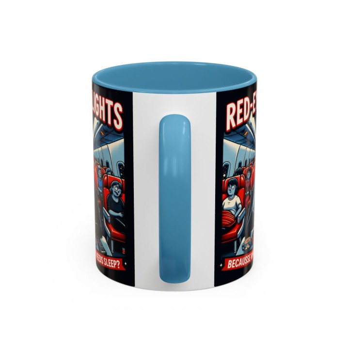 Accent Coffee Mug Retro Night Flight Cartoon 11 oz 15 oz C-handle Glossy Ceramic for Sleepy Travelers - mockup