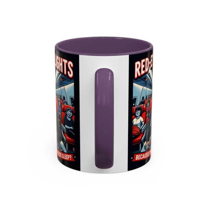 Accent Coffee Mug Retro Night Flight Cartoon 11 oz 15 oz C-handle Glossy Ceramic for Sleepy Travelers - mockup