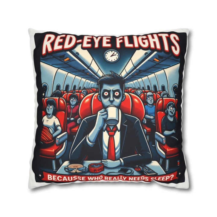 Faux Suede Square Pillowcase Double Sided Retro Night Flight Cartoon Design with Concealed Zipper - mockup