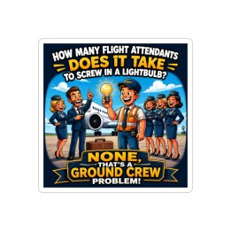Transparent Outdoor Stickers, Die-Cut, 1pc - Retro Aviation Cartoon Ground Crew Lightbulb Sticker for Airport Humor L...