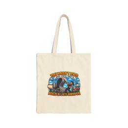 Cotton Canvas Tote Bag - YOU HAVEN'T LIVED Until You've Tried to Fold a Jet Bridge - Cartoon Aviation Airport Crew To...