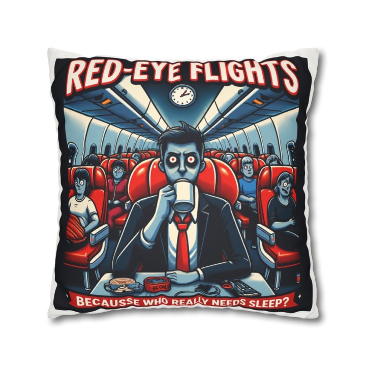 Faux Suede Square Pillowcase Double Sided Retro Night Flight Cartoon Design with Concealed Zipper - mockup