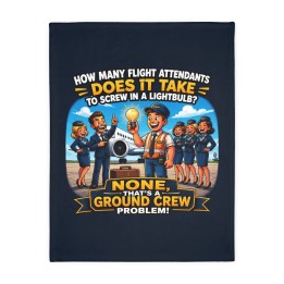 Velveteen Microfiber Blanket (Two-sided print) - Ilustración estilo cartoon retro-moderno de tripulacion aeroportuari...