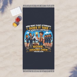 Boho Beach Cloth - Retro-Modern Aviation Ground Crew Cartoon Humor Scene for 38x81 Boho Cloth - mockup
