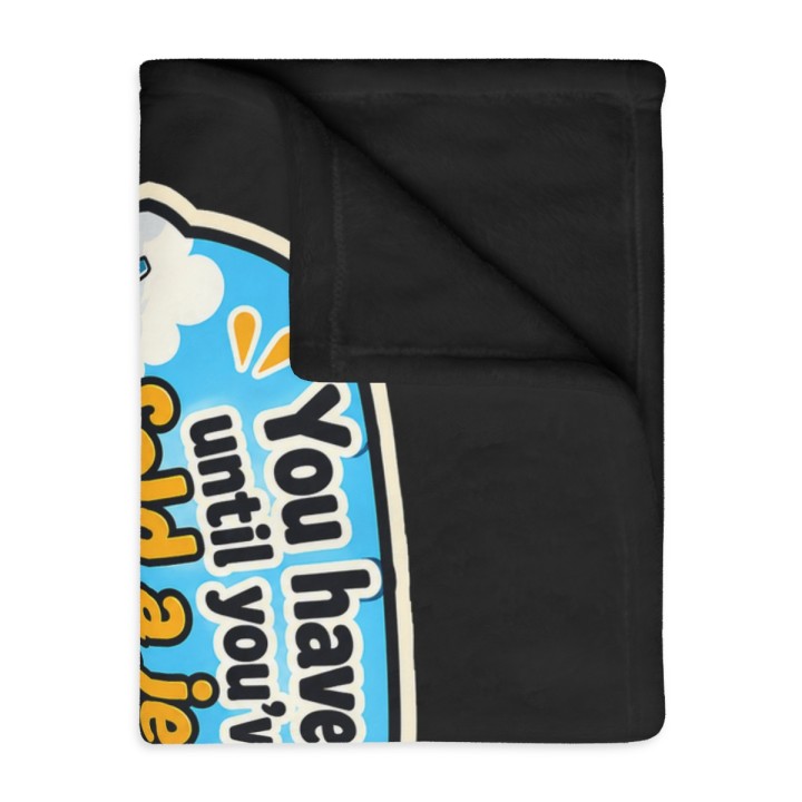 Velveteen Microfiber Blanket (Two-sided print) - You Haven't Lived Until You Fold a Jet Bridge - mockup