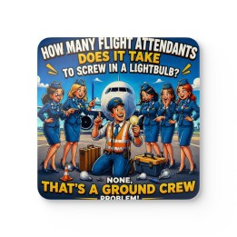 Personalized Corkwood Coaster Set 4 Piece 3.75 Inch Aviation Cartoon Retro Modern Design High Gloss MDF Cork Back - m...