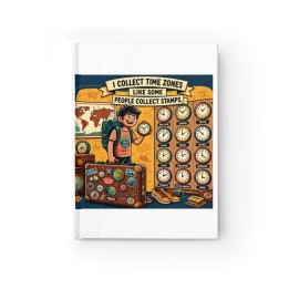 Journal - Ruled Line - Retro Cartoon Traveler Time-Zone Design Journal for Frequent Flyers in Vintage Style for World...